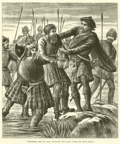 Buccleuch and His Men, Burdened with Irons, Swam the River Safely by English School